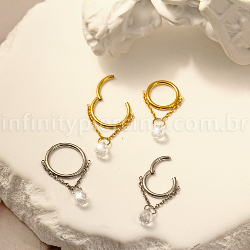 Piercing Argola Titânio Pingente Gota