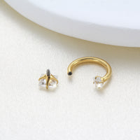 Piercing de Nariz em Titânio G23 com Arco Semiaberto e Zircônias