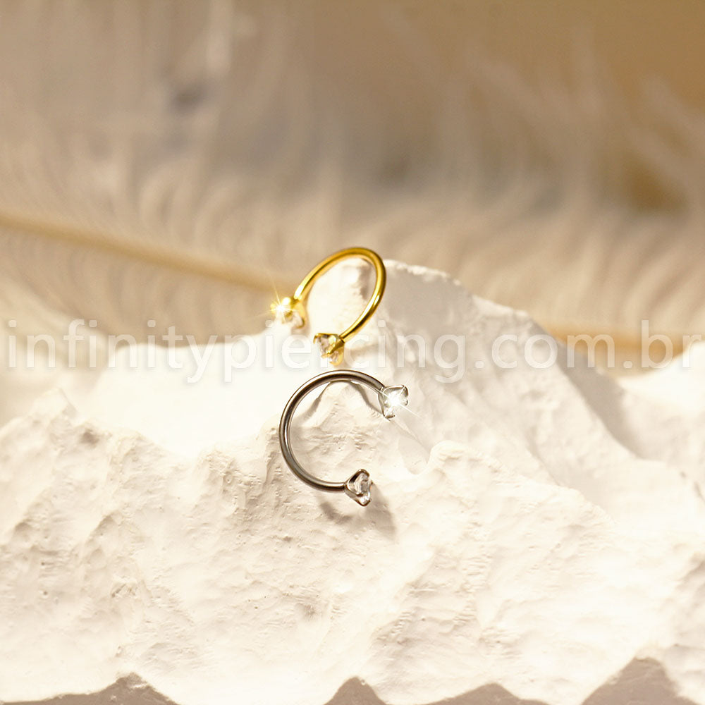 Piercing Ferradura Titânio Zircônia Redonda Cravejada