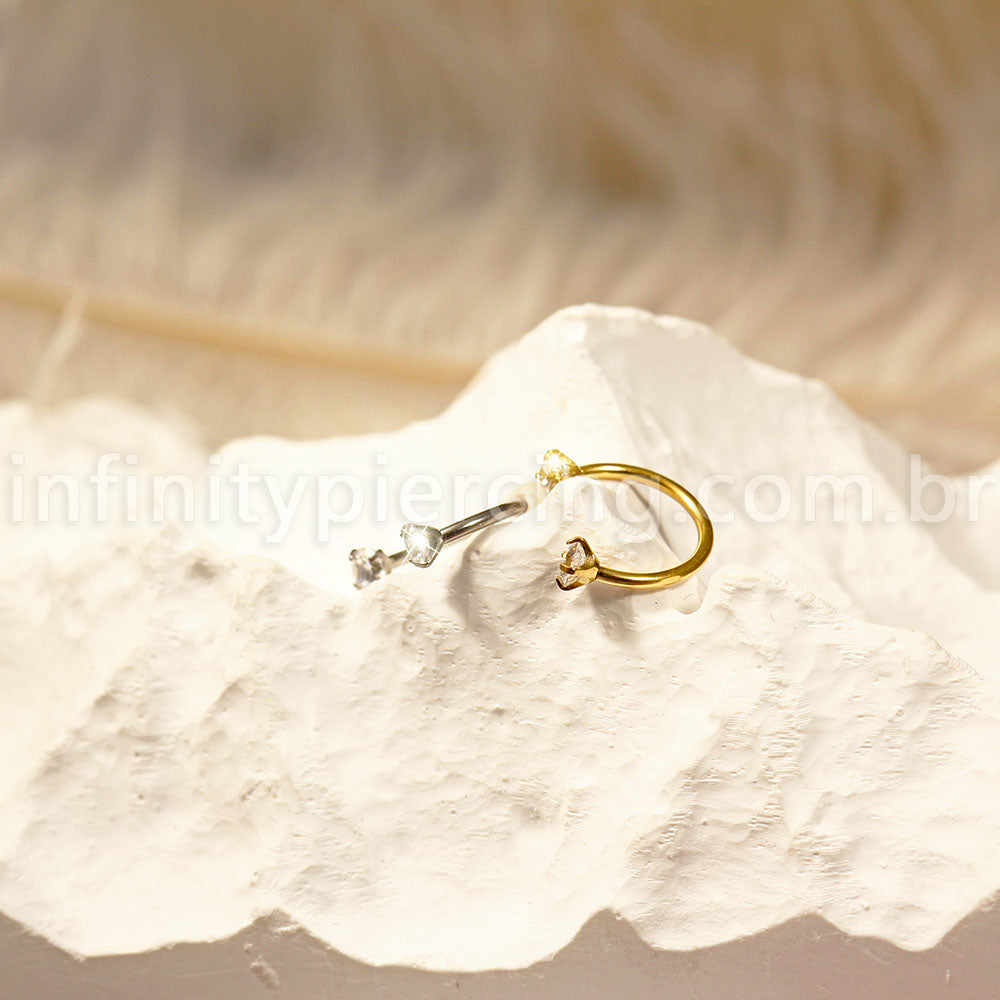 Piercing Ferradura Titânio Zircônia Redonda Cravejada