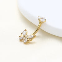 Piercing de Umbigo em Titânio G23 com Zircônia Central de Alto Brilho – Design Minimalista Elegante e Atemporal