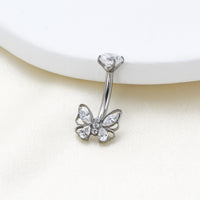 Piercing de Umbigo em Titânio G23 com Zircônia Central de Alto Brilho – Design Minimalista Elegante e Atemporal