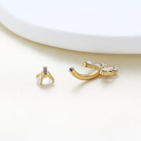 Piercing de Umbigo em Titânio G23 com Zircônia Central de Alto Brilho – Design Minimalista Elegante e Atemporal