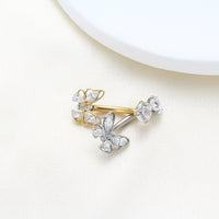 Piercing de Umbigo em Titânio G23 com Zircônia Central de Alto Brilho – Design Minimalista Elegante e Atemporal