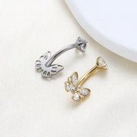 Piercing de Umbigo em Titânio G23 com Zircônia Central de Alto Brilho – Design Minimalista Elegante e Atemporal
