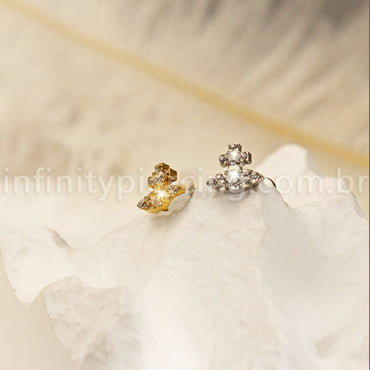Piercing Labret Titânio Cruz Com Zircônia Cravejada