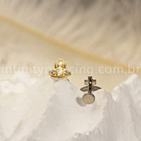 Piercing Labret Titânio Cruz Com Zircônia Cravejada