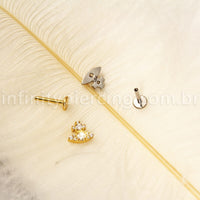 Piercing Labret Titânio Cruz Com Zircônia Cravejada