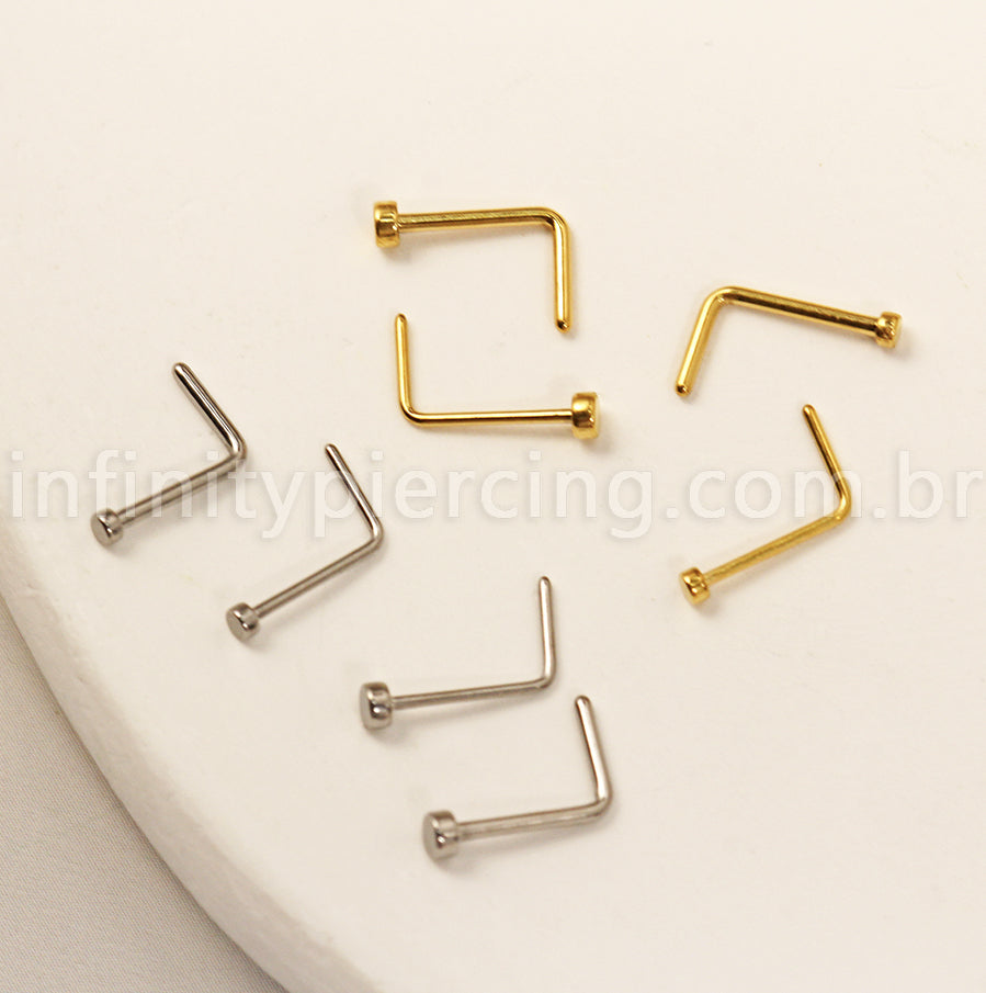 Piercing Nostril Formato L Titânio Liso