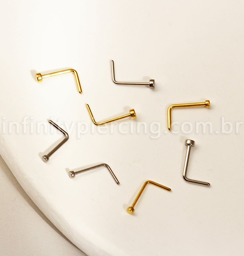 Piercing Nostril Formato L Titânio Liso