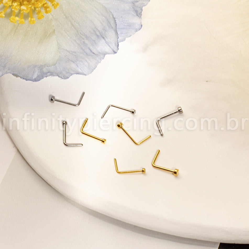 Piercing Nostril Formato L Titânio Liso