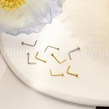 Piercing Nostril Formato L Titânio Liso
