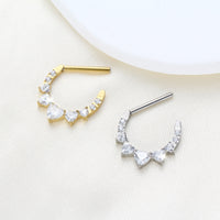 Piercing de Titânio G23 com Zircônias – Design Curvo Moderno e Minimalista