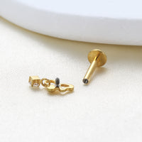 Piercing Labial em Titânio G23 com Coração e Pingente