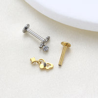 Piercing Labial em Titânio G23 com Coração e Pingente