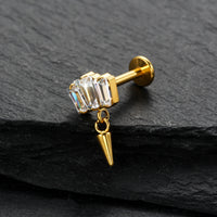 Piercing Labret em Titânio G23 com Zircônia e Corrente Pendente de Brilho Diamante – Design Elegante e Moderno