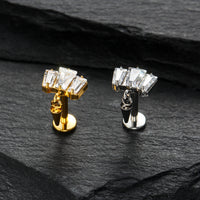 Piercing Labret em Titânio G23 com Zircônia e Corrente Pendente de Brilho Diamante – Design Elegante e Moderno