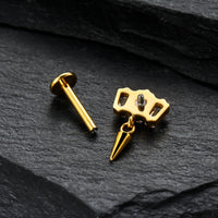 Piercing Labret em Titânio G23 com Zircônia e Corrente Pendente de Brilho Diamante – Design Elegante e Moderno