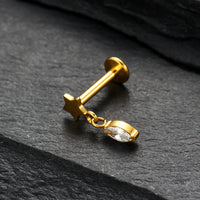 Piercing Labial em Titânio G23 com Estrela e Pingente