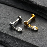 Piercing Labial em Titânio G23 com Estrela e Pingente