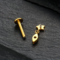 Piercing Labial em Titânio G23 com Estrela e Pingente