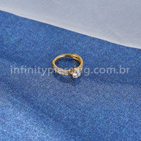 Piercing Argola Aço Cirúrgico Segmento Articulado Zircônia Cravejada 2 Fileiras