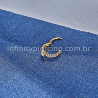 Piercing Argola Aço Cirúrgico Segmento Articulado Zircônia Cravejada 2 Fileiras