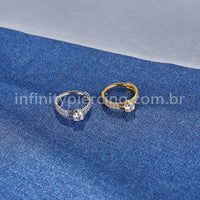Piercing Argola Aço Cirúrgico Segmento Articulado Zircônia Cravejada 2 Fileiras