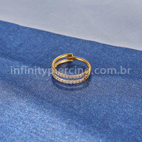 Piercing Argola Segmento Articulado Titânio 2 Fileiras Vazadas Zircônia Cravejada