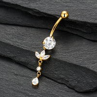 Piercing de Umbigo Titânio G23 com Zircônia Cravejada de Alto Brilho