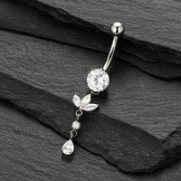 Piercing de Umbigo Titânio G23 com Zircônia Cravejada de Alto Brilho