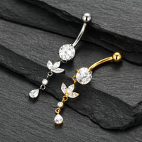 Piercing de Umbigo Titânio G23 com Zircônia Cravejada de Alto Brilho