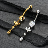 Piercing de Umbigo Titânio G23 com Zircônia Cravejada de Alto Brilho