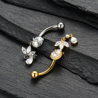 Piercing de Umbigo Titânio G23 com Zircônia Cravejada de Alto Brilho