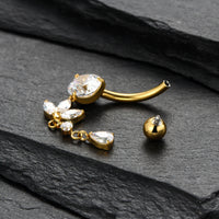 Piercing de Umbigo Titânio G23 com Zircônia Cravejada de Alto Brilho