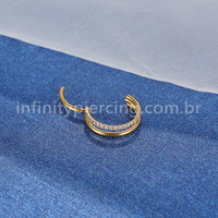 Piercing Argola Segmento Articulado Titânio Vazado 1 Fileira Zircônia Cravejada