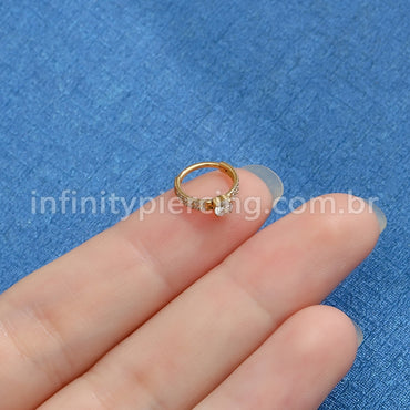 Piercing Argola Aço Cirúrgico Segmento Articulado Zircônia Cravejada 2 Fileiras