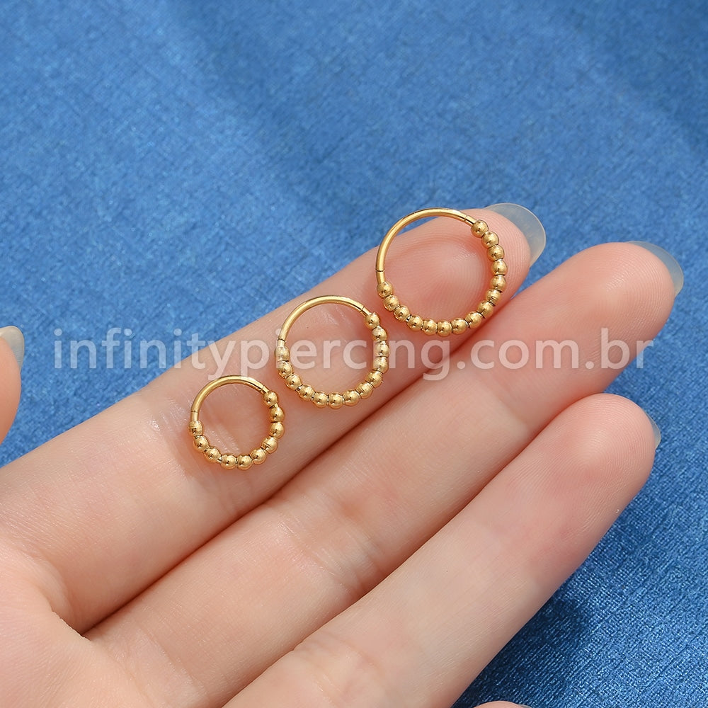 Piercing Argola Aço Cirúrgico Segmento Articulado Bolinhas