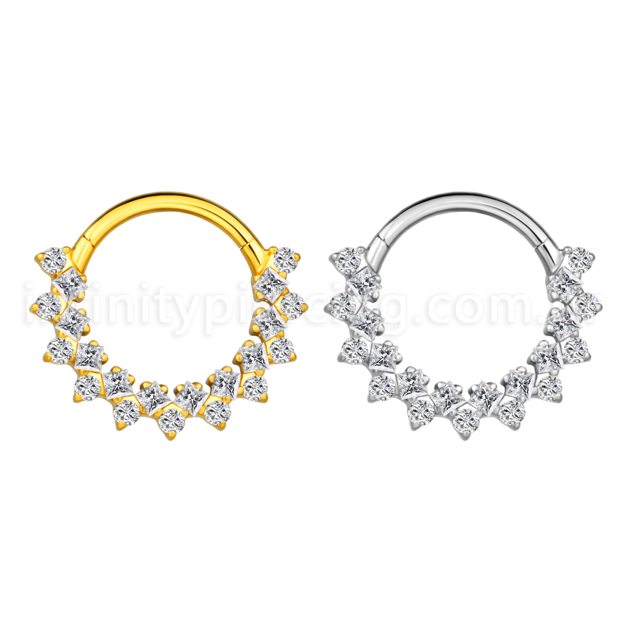 Piercing Argola  Aço Cirúrgico Segmento Articulado Zircônias