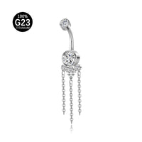 Piercing de Umbigo em Titânio G23 com Design Tríplice em Zircônia – Estilo Geométrico Moderno e Elegante
