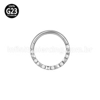 Piercing Argola Segmento Articulado Titânio Zircônia Com Detalhe