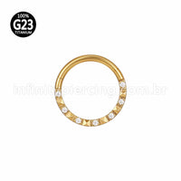 Piercing Argola Segmento Articulado Titânio Zircônia Com Detalhe