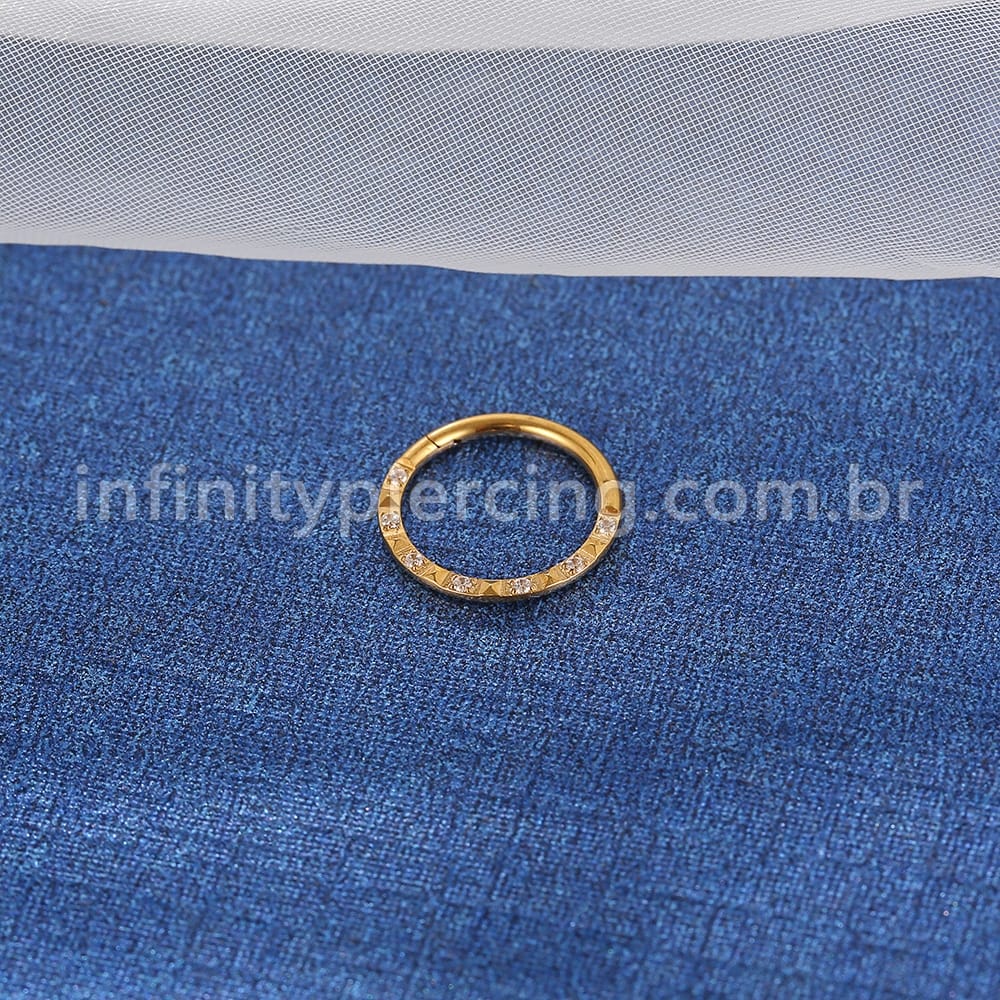 Piercing Argola Segmento Articulado Titânio Zircônia Com Detalhe