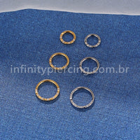 Piercing Argola Segmento Articulado Titânio Zircônia Com Detalhe