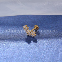 Piercing Labret Titânio Flores Zircônia Cravejada