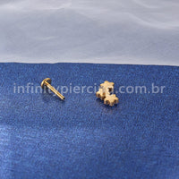 Piercing Labret Aço Cirúrgico Trio De Flores Zircônia Cravejada