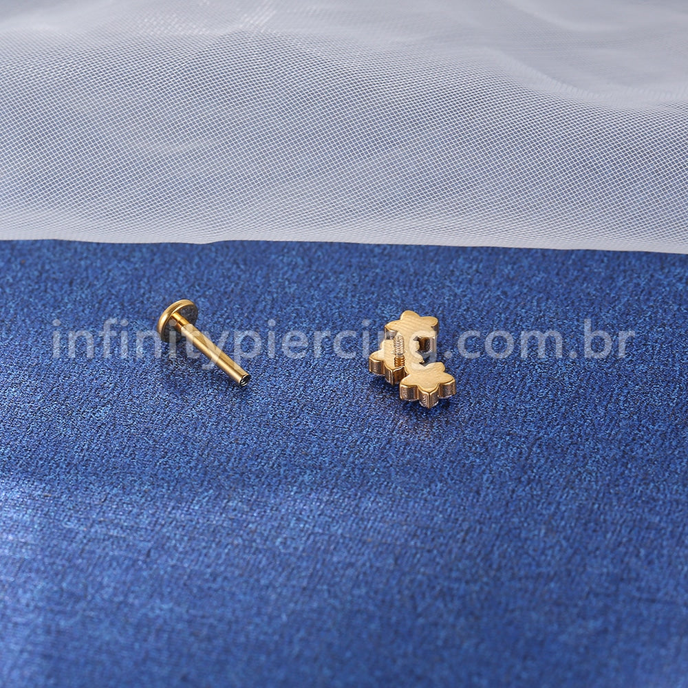 Piercing Labret Titânio Flores Zircônia Cravejada
