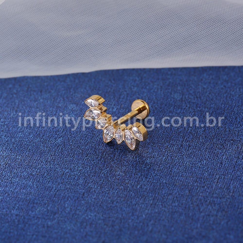 Piercing Labret Titânio 7 Zircônias