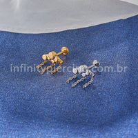 Piercing Labret Aço Cirúrgico Nuvem Com Mini Correntes