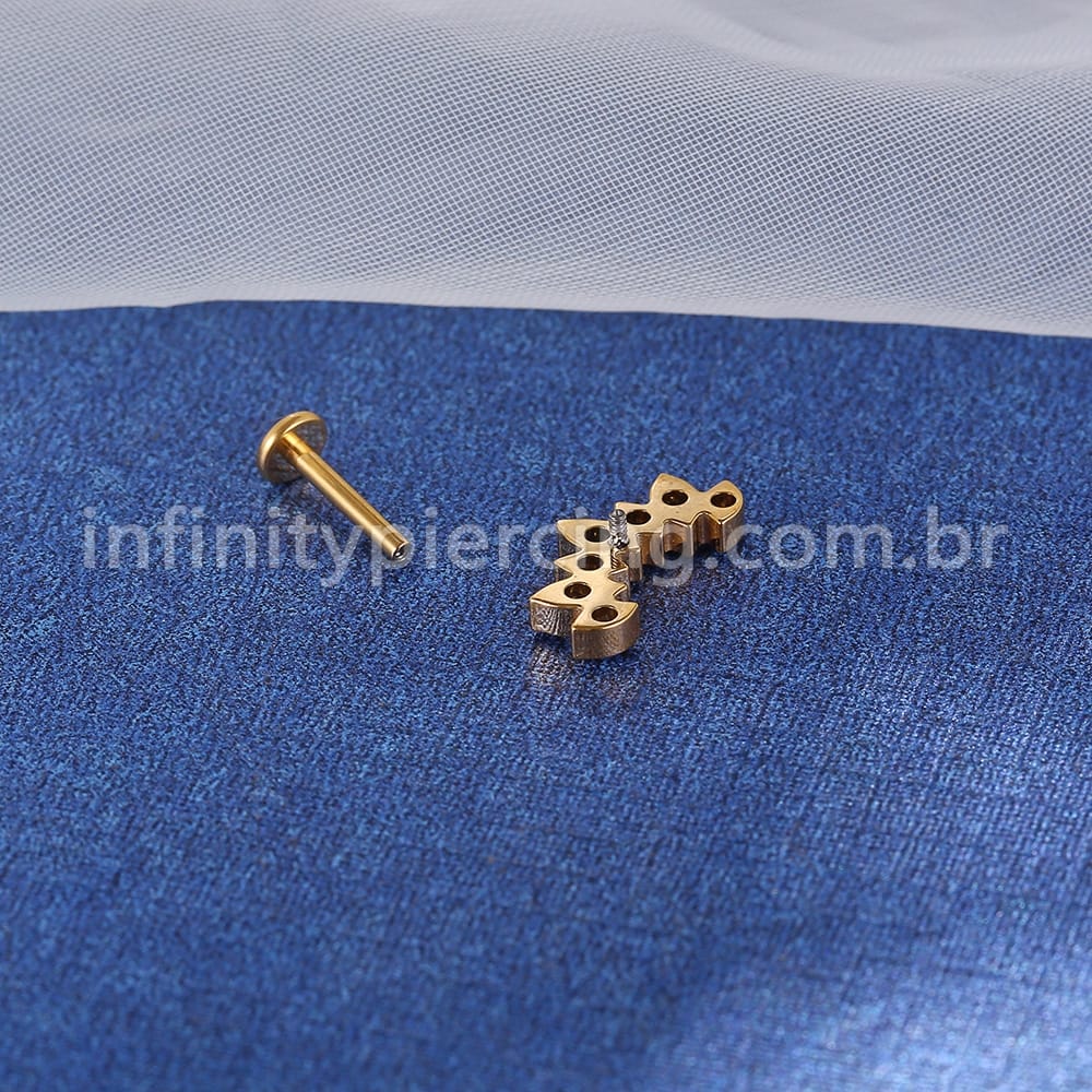 Piercing Labret Titânio 7 Zircônias
